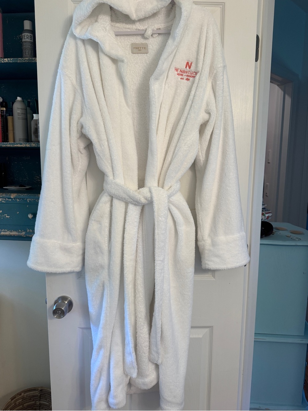 Frette Nantucket spa Hooded Bathrobe. XL